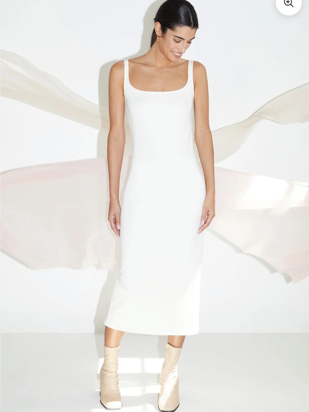 MARCELLA Ashley Dress White Square-Neck Midi Dress
